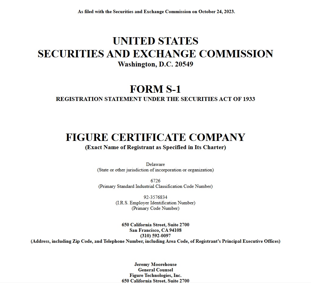 Hình thức đăng ký S-1 của Figure Markets với SEC cho stablecoin sinh lời của nó. Nguồn: SEC
