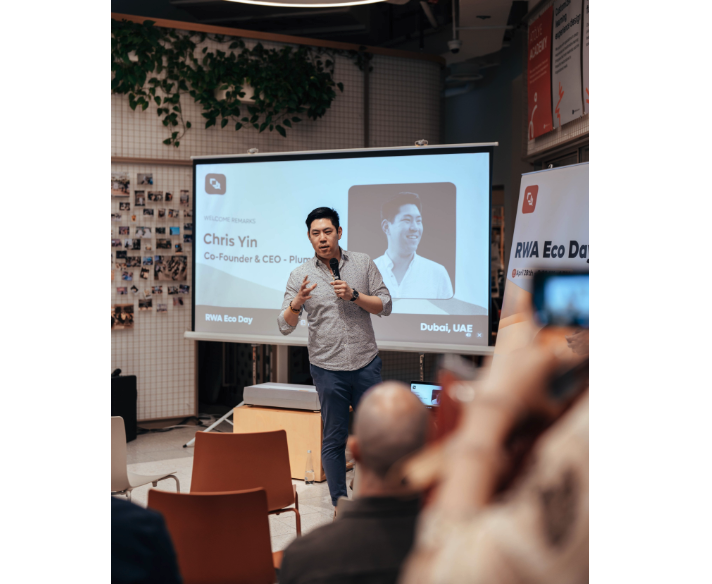 Plume CEO Chris Yin at Token2049 in Dubai. Source: Plume
