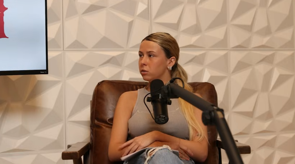 Haliey Welch speaking on her Talk Tuah podcast about the HAWK memecoin. Source: YouTube