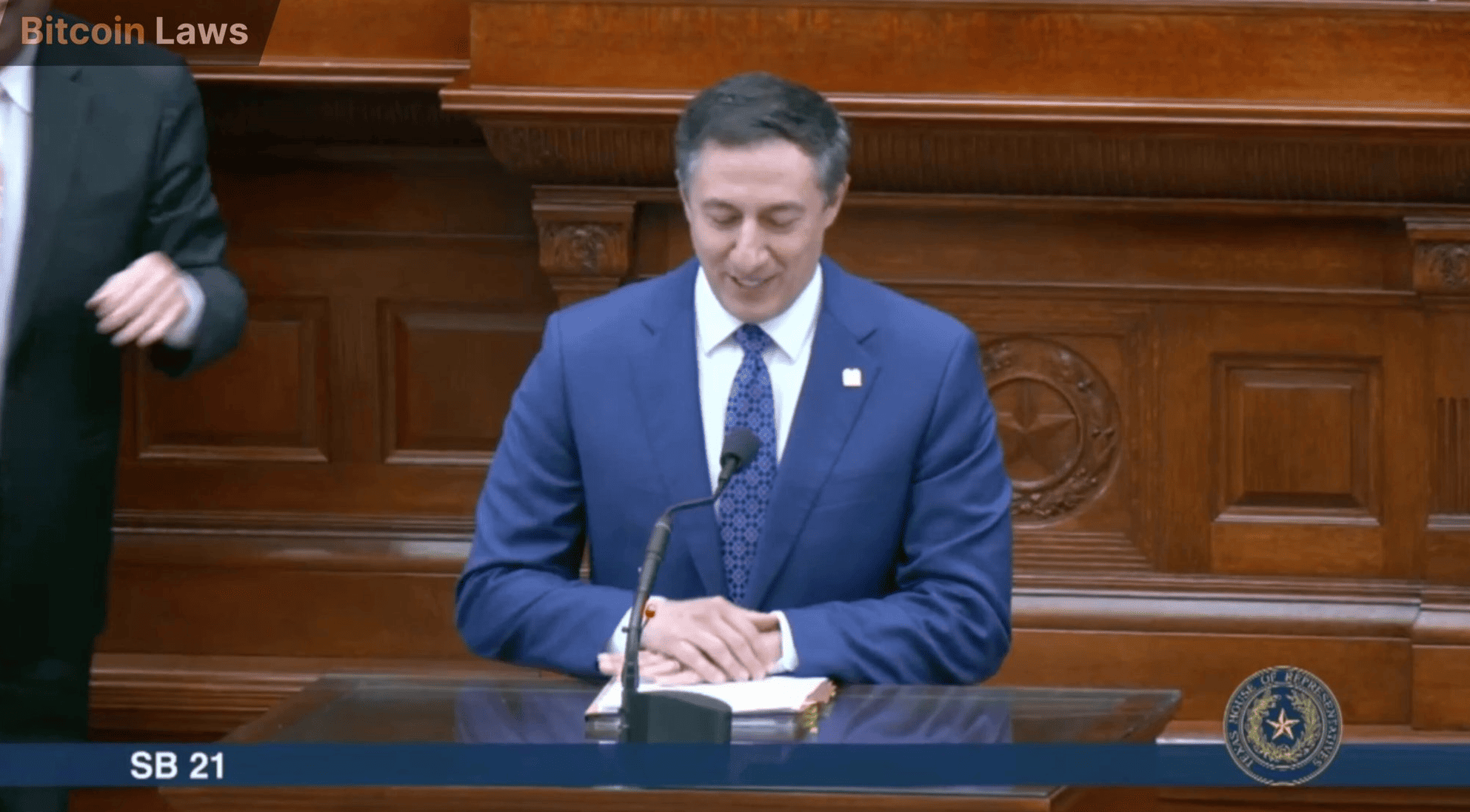 Rep. Capriglione presenting SB 21. Source: Bitcoin Laws