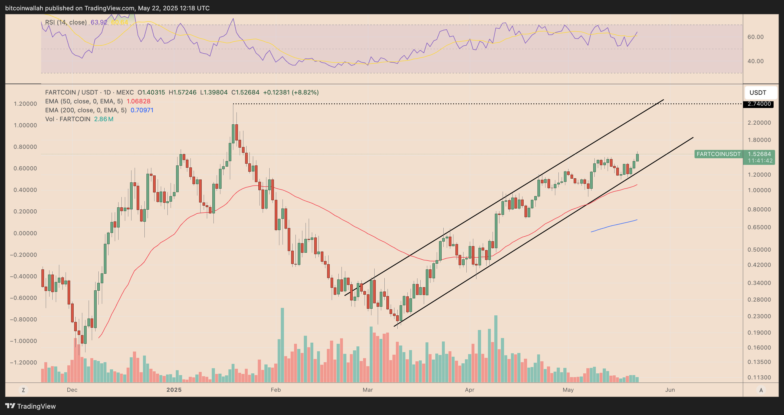 FARTCOIN/USDT daily price chart. Source: TradingView