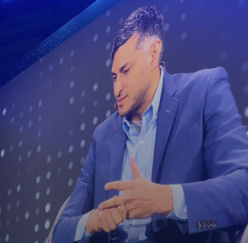 Arjun Sethi on screen at Solana's Accelerate event in New York City. Source: Cointelegraph