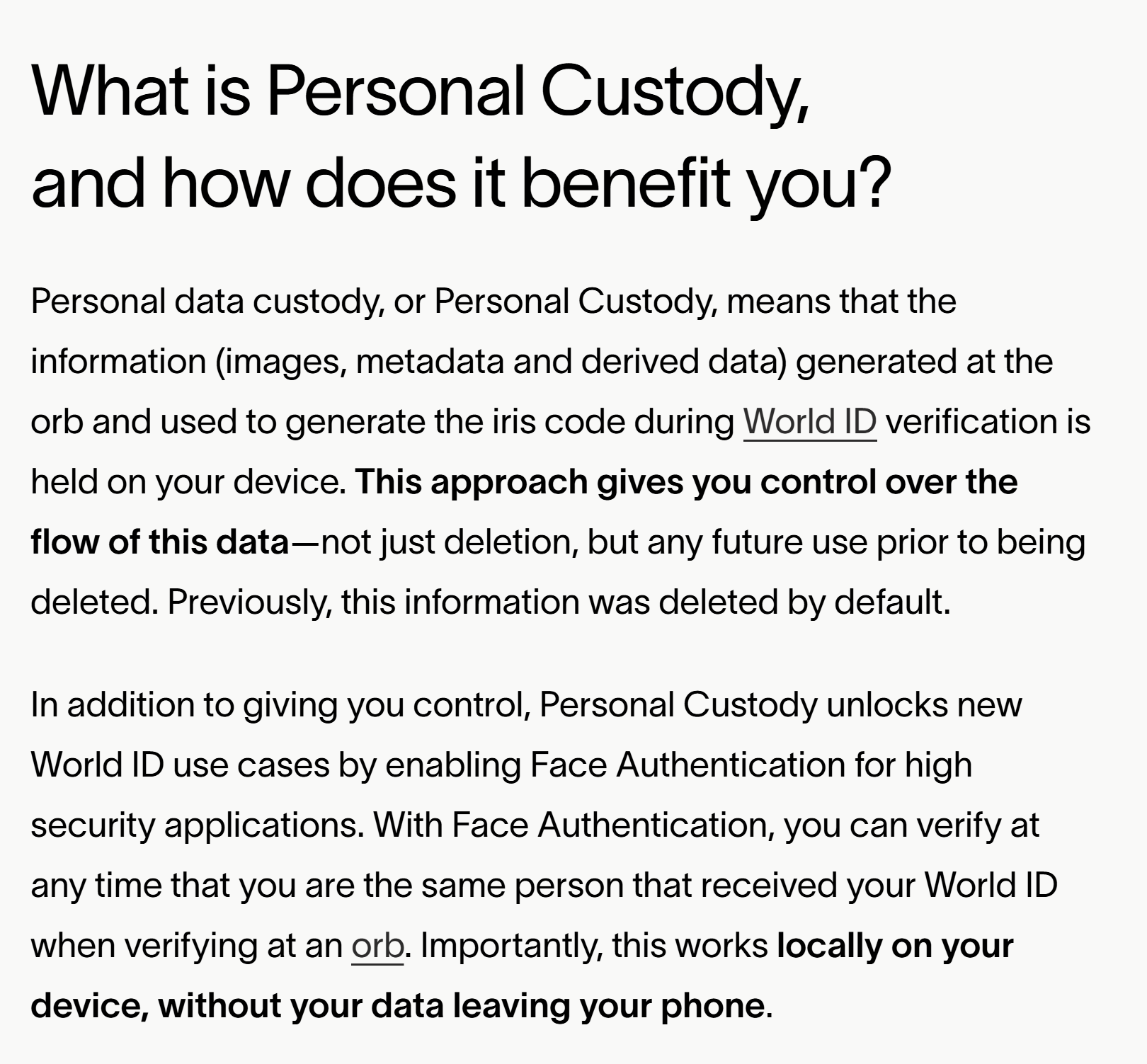 World ID: Mô hình sinh trắc học có đe dọa quyền tự chủ? 2 World’s disclosure regarding personal custody