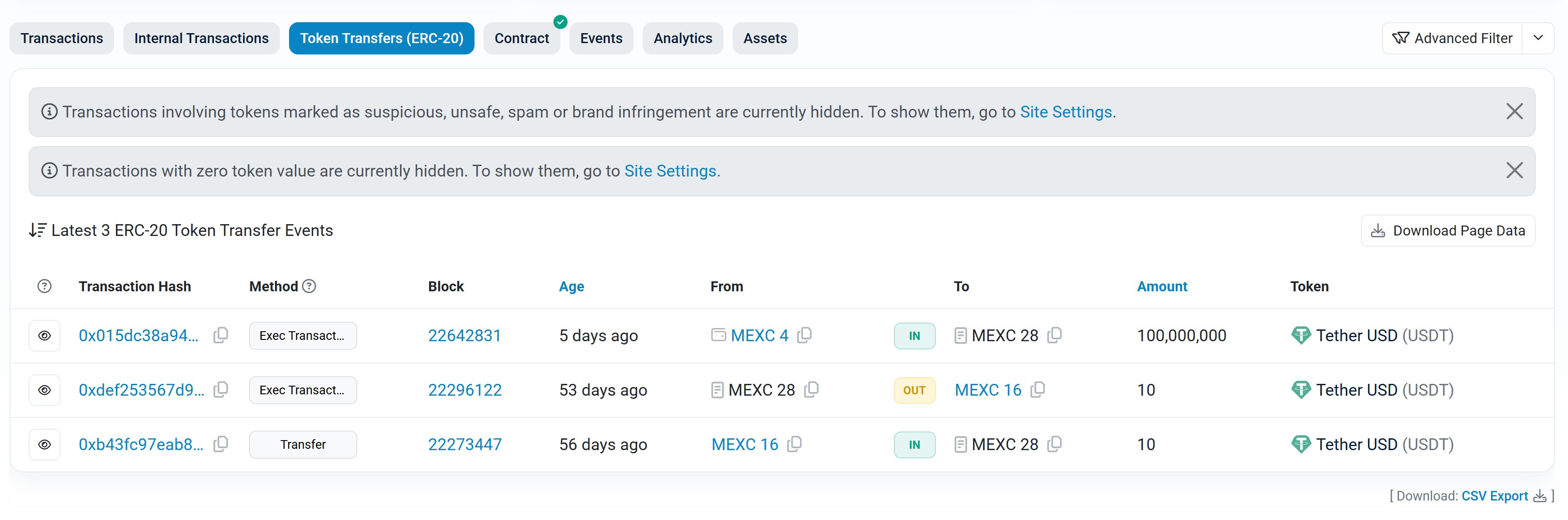 MEXC’s $100 million user protection fund. Source: Etherscan