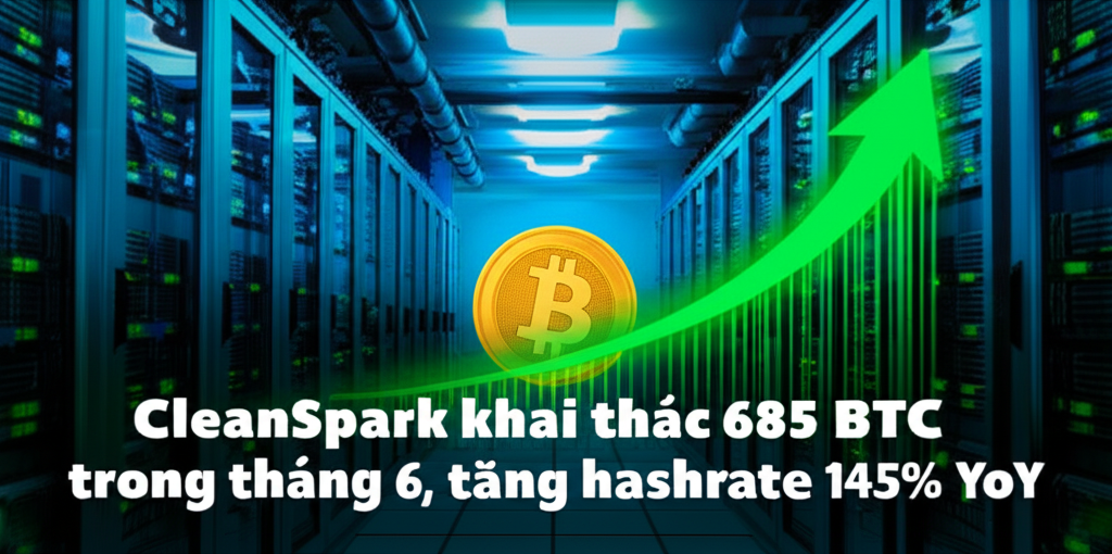 cleanspark khai thac 685 btc trong thang 6 tang hashrate 145 yoy
